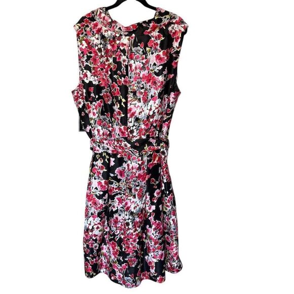 Jessica Howard Plus Size 24 Floral Wrap Dress Midi Length Sleeveless - Picture 2 of 5